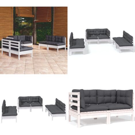 Set Salotto da Giardino 6 pz con Cuscini Legno Massello di Pino - Salotto da patio - Cuscini da giardino