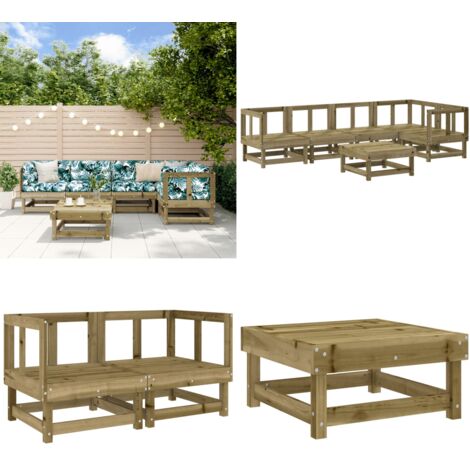 Set Salotto da Giardino 6 pz in Legno Impregnato di Pino - Divani da giardino - Salotto da giardino