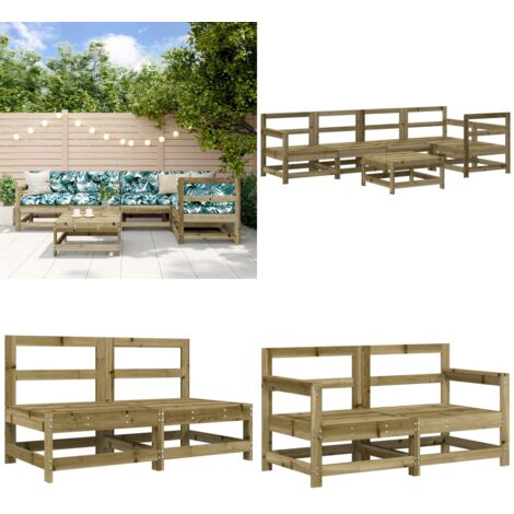 Set Salotto da Giardino 6 pz in Legno Impregnato di Pino - Mobili da giardino - Divani da esterno
