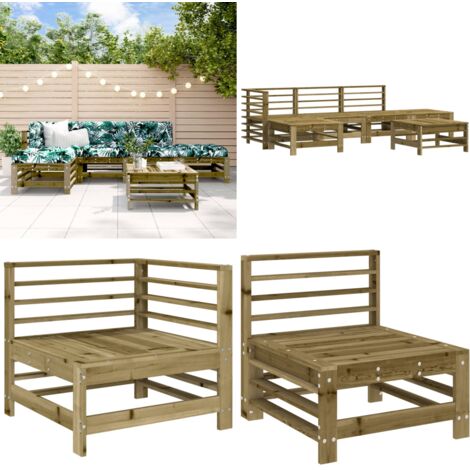 Set Salotto da Giardino 6 pz in Legno Impregnato di Pino - Mobili da giardino - Divani da giardino