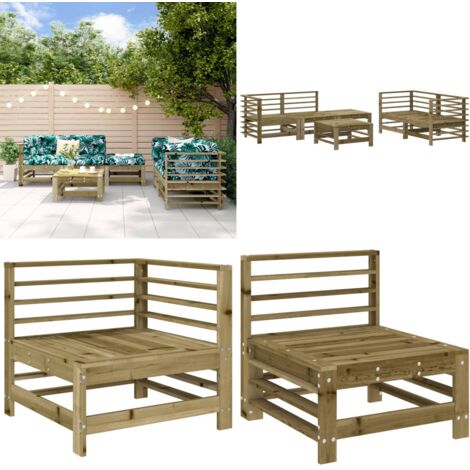 Set Salotto da Giardino 6 pz in Legno Impregnato di Pino - Mobili da giardino - Divani da giardino