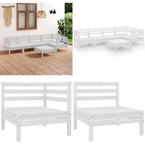 Set Salotto da Giardino 6 pz in Legno Massello di Pino Bianco - Divani in legno - Arredamento da esterno
