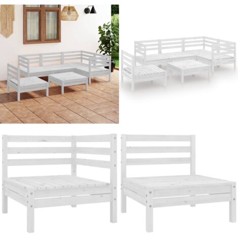 Set Salotto da Giardino 6 pz in Legno Massello di Pino Bianco - Divani in legno - Arredamento da esterno