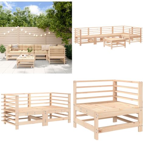 Set Salotto da Giardino 6 pz in Legno Massello di Pino - Mobili da giardino - Divani da giardino