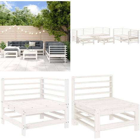 Set Salotto da Giardino 7 pz Bianco in Legno Massello di Pino - Mobili da giardino - Divani da giardino