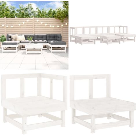 Set Salotto da Giardino 7 pz Bianco in Legno Massello di Pino - Mobili da giardino - Divani da giardino