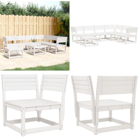 Set Salotto da Giardino 7 pz Bianco in Legno Massello di Pino - Sedute da giardino - Design a doghe