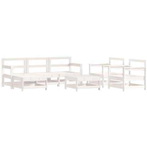 Set Salotto da Giardino 7 pz Bianco in Legno Massello di Pino vidaXL