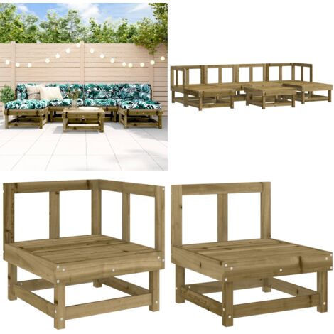 Set Salotto da Giardino 7 pz in Legno Impregnato di Pino - Mobili da giardino - Divani da giardino