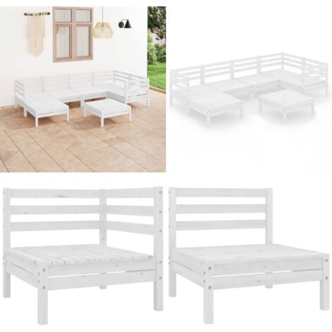Set Salotto da Giardino 7 pz in Legno Massello di Pino Bianco - Divani in legno - Arredamento da esterno