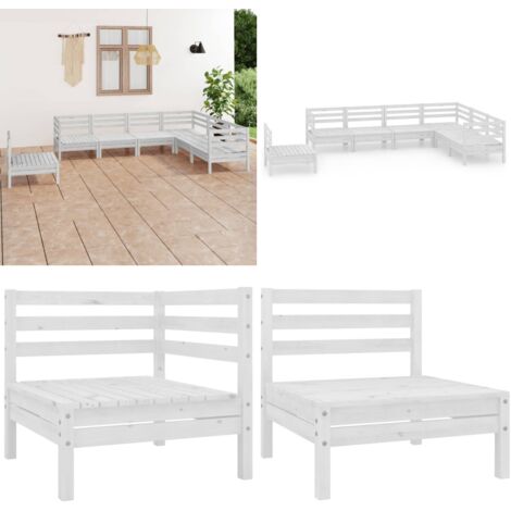 Set Salotto da Giardino 7 pz in Legno Massello di Pino Bianco - Divani in legno - Arredamento da esterno