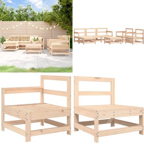 Set Salotto da Giardino 7 pz in Legno Massello di Pino - Mobili da giardino - Divani da giardino