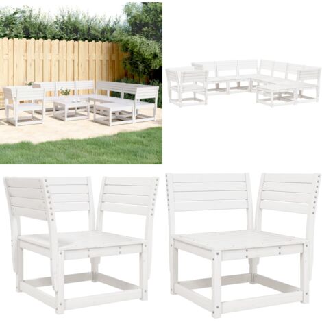 Set Salotto da Giardino 8 pz in Legno Massello di Pino Bianco - Sedute angolari - Divani centrali