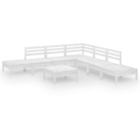 Set Salotto da Giardino 8 pz in Legno Massello di Pino Bianco vidaXL