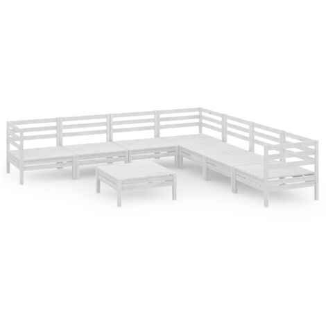 Set Salotto da Giardino 8 pz in Legno Massello di Pino Bianco vidaXL