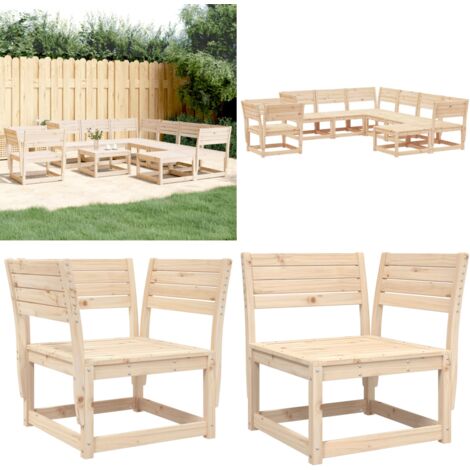 Set Salotto da Giardino 8 pz in Legno Massello di Pino - Sedute angolari - Poltrone da giardino