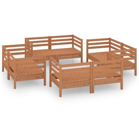 Set Salotto da Giardino 8pz Marrone Ambra Legno Massello Pino vidaXL