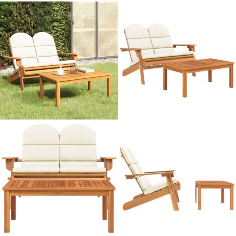 Set Salotto da Giardino Adirondack 2pz Legno Massello di Acacia - Tavolino da salotto - Seduta esterna
