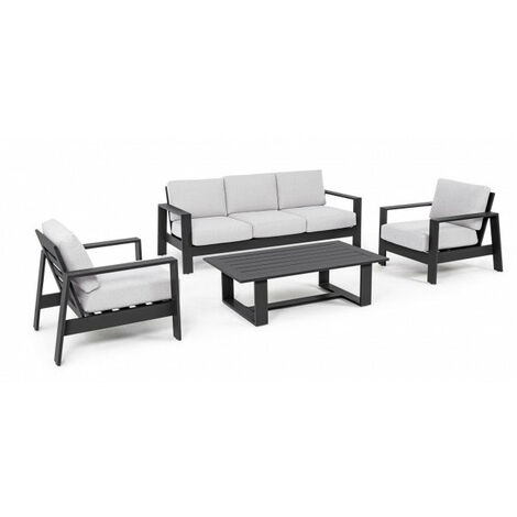 Set Salotto da Giardino Divano 2 Poltrone e Tavolino Baltic Antracite