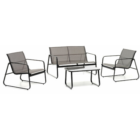 Set da giardino Sofia con struttura in metallo verniciato grigio antracite  - Caesaroo