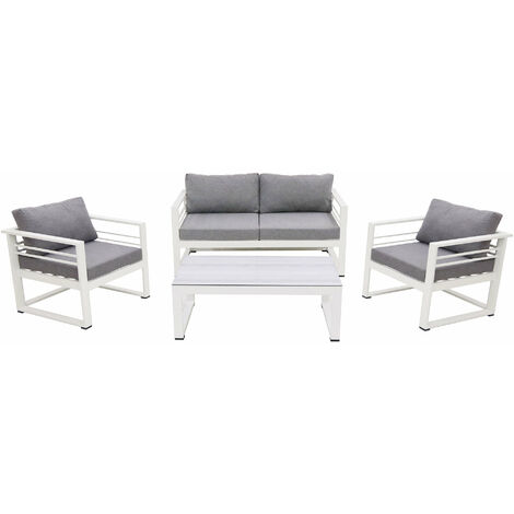 Set Salotto da Giardino Divano 2 Posti 2 Poltrone e Tavolino Leros