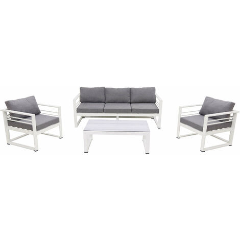 Set Salotto da Giardino Divano 3 Posti 2 Poltrone e Tavolino Leros Plus