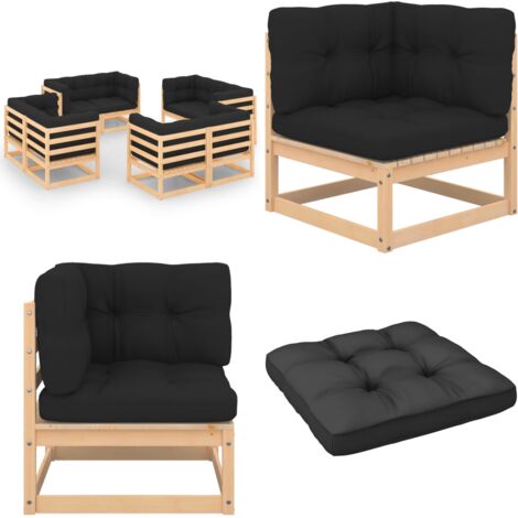 Set Salotto Giardino 8 pz Cuscini Antracite Legno Massello Pino - Cuscini da giardino - Arredamento da esterno