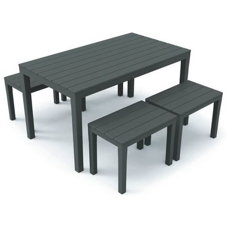 Set tavolo e sedie panche in resina marrone arredamento giardino pap014ma