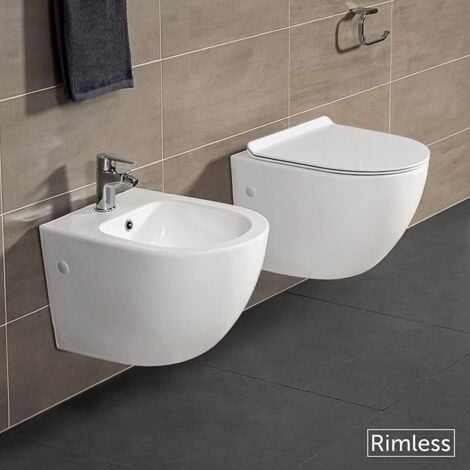 INBAGNO Set sanitari sospesi salvaspazio Rimless Serie Tokyo con copriwc rallentato