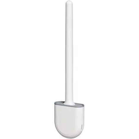 Set scopino e porta scopino per WC KZQ, con setole in silicone e supporto a parete, asciugatura rapida (bianco, 367 × 87 × 39 mm)