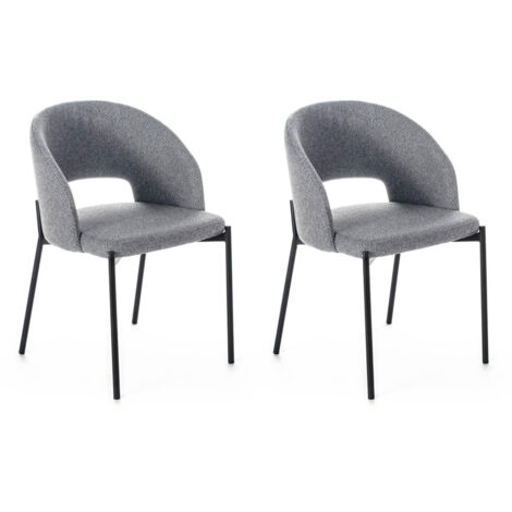 Set  Sedie 52x55,5xH78,5 cm in Tessuto Greta Grigio Chiaro