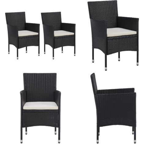 Set Sedie da Pranzo per Giardino 2 Pz in Polyrattan Nero - Sedie da pranzo - Sedie in rattan