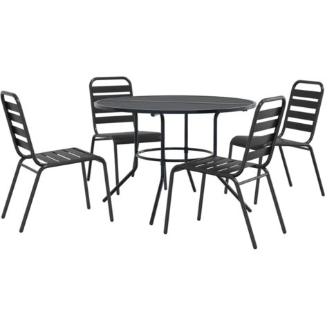 Set Sedie Giardino Impilabili 5pz Antracite Acciaio Verniciato vidaXL