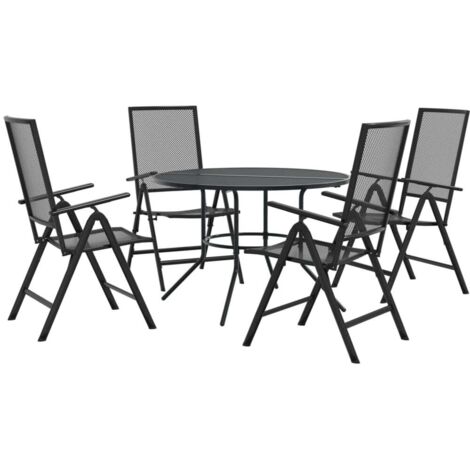 Set Sedie Giardino Reclinabili 5pz Antracite Acciaio Verniciato vidaXL