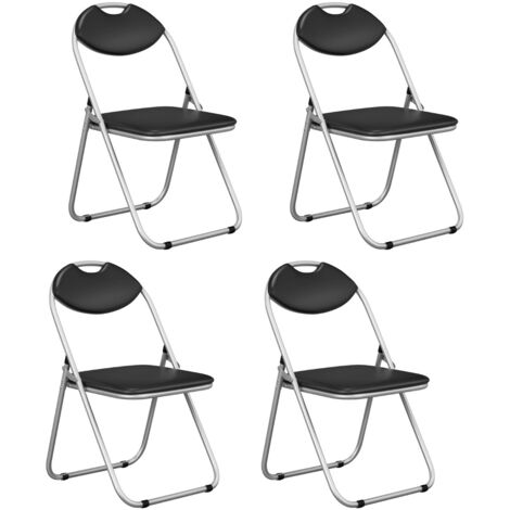 Set sedie pieghevoli da interno 4 pezzi, Sedie in metallo con impugnatura sedile imbottito e piedini antiscivolo