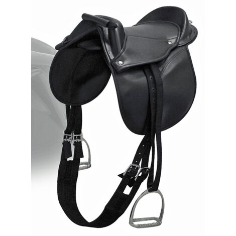 Set sella in pelle sintetica 12" completa di staffili, staffe e sottopancia