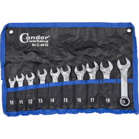 SET SERIE 10 CHIAVI COMBINATE FISSE STELLA CORTE KIT CHIAVE 10-19mm NANE CONDOR