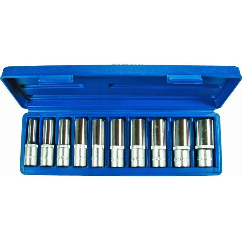 Image of Set serie bussole esagonali 10pz 1/2″ 10-24mm lunghe kit chiavi Cr-V