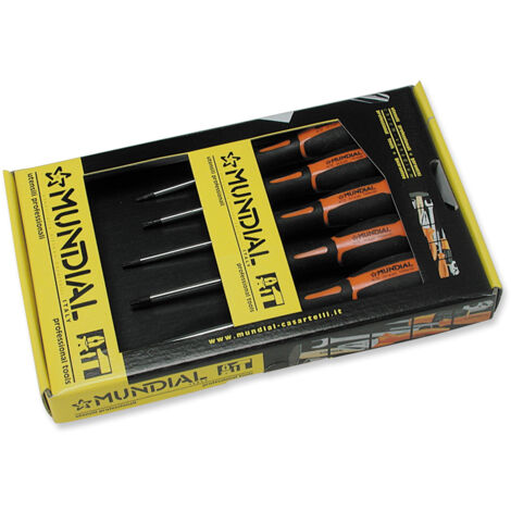 SET SERIE CACCIAVITI GIRAVITI 5pz PUNTA TORX CON FORO ELETRONICA MUNDIAL