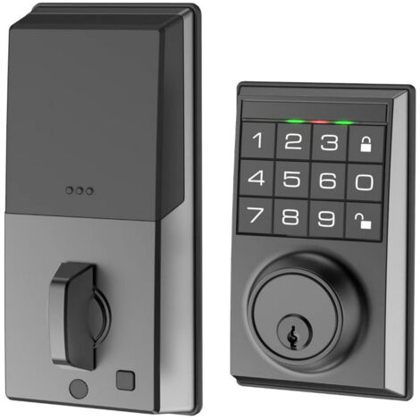 Set serratura intelligente per porta anteriore - Serratura per porta d'ingresso senza chiave con tastierino, chiusure elettroniche, chiusura automatica, funzione silenziosa, indicatore di batteria sca