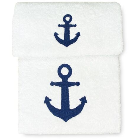 SET serviettes ANCORA BLU coton pur Made in Italy