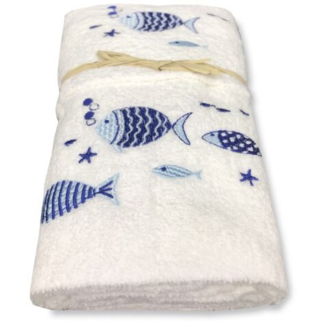 SET serviettes MARE PESCIOLINI fond blanc