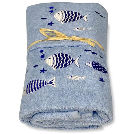 SET serviettes SEA FISH FOND BLEU