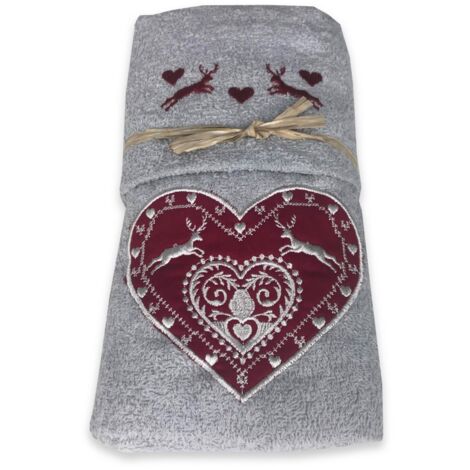 SET Serviettes Tyrolienne Tyrolienne COEUR CERF GRIS