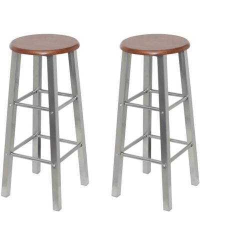 Set Sgabelli da Bar 2 pz in Metallo e Sedile in MDF vidaXL