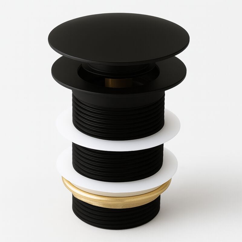 Badplaats - Bouchon de Vidange Noir Mat Bouchon Pop Up pour Lav