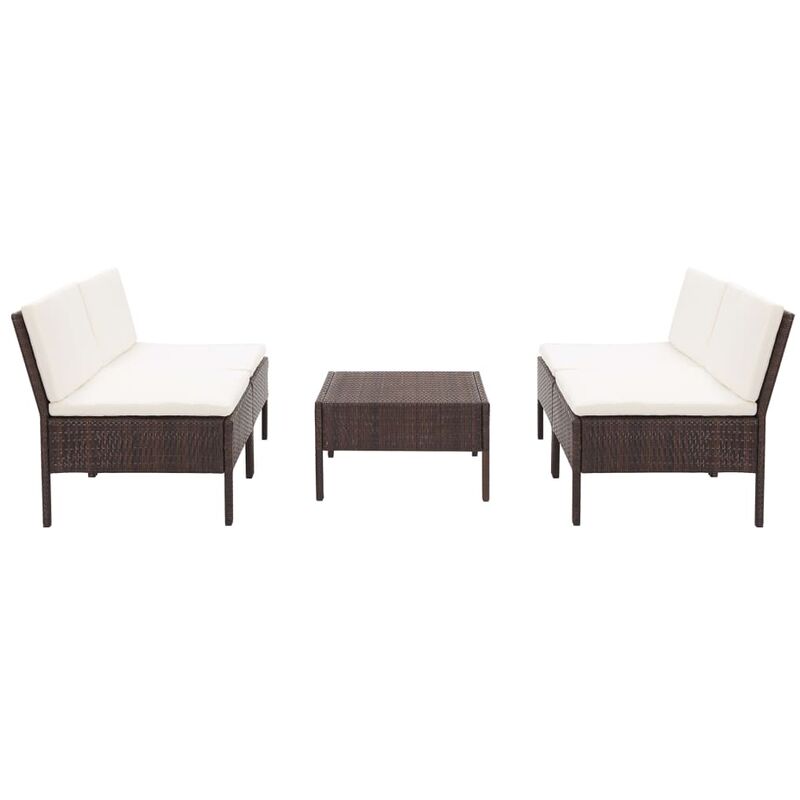 

Set sofás de jardín 5 piezas y cojines ratán sintético marrón