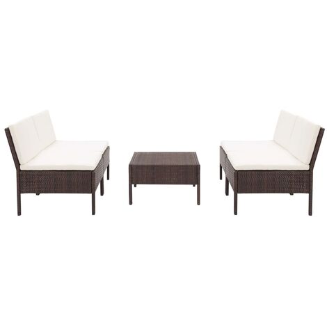 Set sofás de jardín 5 piezas y cojines ratán sintético marrón vidaXL