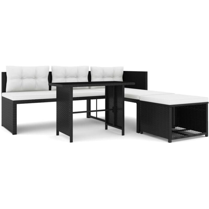 Set de muebles de jardín 4 piezas ratán sintético negro Vidaxl Negro