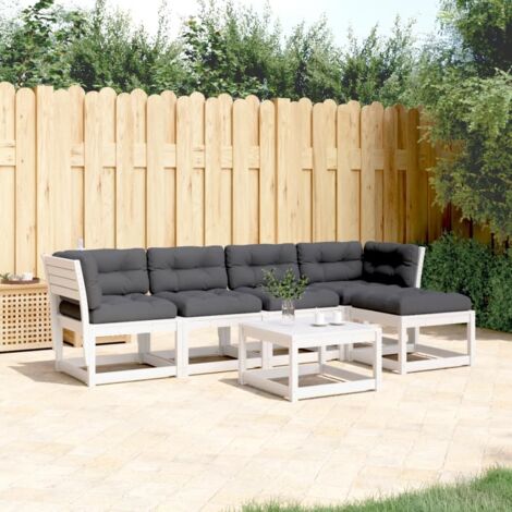 Set sofás jardín 5 pzas con cojines madera maciza pino blanco vidaXL